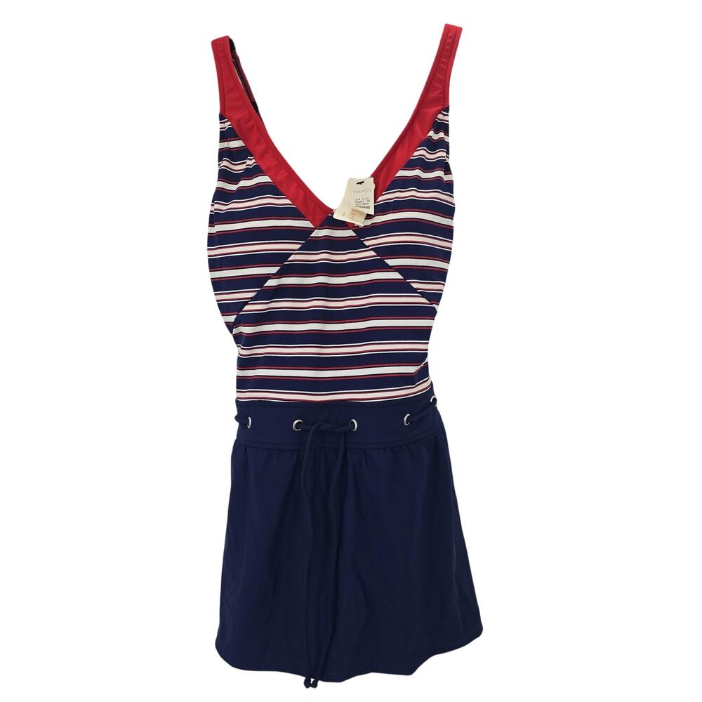 Talbots Miraclesuit Swimdress Blue Red Stripe Size 12